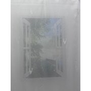 Stores Vorhang Leinenoptik wei&szlig; Hirschkopf transparent, 290 cm, Meterware