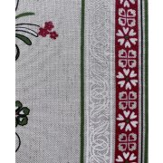 Landhaus Dekostoff Vorhang wei&szlig; Blumenranken gr&uuml;n rot, Meterware