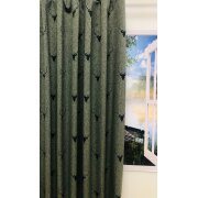 Landhaus Gardine Vorhang Dekoschal Hirschkopf grün beige blickd., fertig genäht