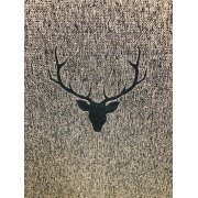 Landhaus Gardine Vorhang Dekoschal Hirschkopf grün beige blickd., fertig genäht