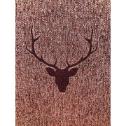 Landhaus Gardine Vorhang Dekoschal Hirschkopf rot beige blickd., fertig genäht