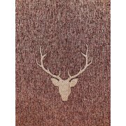 Landhaus Gardine Vorhang Dekoschal Hirschkopf rot beige blickd., fertig genäht