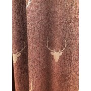 Landhaus Gardine Vorhang Dekoschal Hirschkopf rot beige blickd., fertig genäht