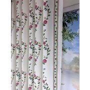Dekostoff Vorhang Landhaus Blumenranken Streifen...