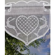 Panneaux Scheibengardine Stickerei Herz springende Hirschen hellgrau H 15 cm, Meterware