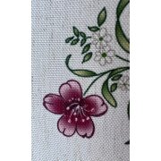 Landhaus Dekostoff Vorhang Leinenoptik Blumen natur rot gr&uuml;n, Meterware