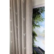 Landhaus Dekostoff Vorhang Hirsch Hirschkopf beige natur blickdicht, Meterware