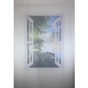 Stores Gardine Vorhang Leinenoptik hellgrau teiltransparent, Meterware