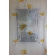 Stores Gardine Vorhang Blumen bedruckt gelb teiltransparent, Meterware