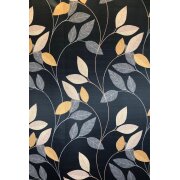Verdunklungsstoff Vorhang Blätter schwarz creme braun, 2 Reststücke 3,45 m + 1,18 m, mit Fehler
