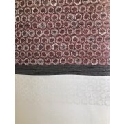 Dekoschal Vorhang f&uuml;r Schiene Streifen Kreise creme grau rot, f. H. 2,40 m