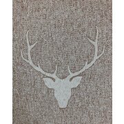 Landhaus Gardine Vorhang Dekoschal Hirschkopf beige natur, fertig genäht