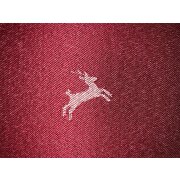 Landhaus Gardine Vorhang Dekoschal springender Hirsch rot beige, fertig genäht