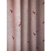 Landhaus Gardine Vorhang Dekoschal springender Hirsch rot beige, fertig genäht