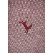 Landhaus Gardine Vorhang Dekoschal springender Hirsch rot beige, fertig genäht