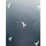 Landhaus Gardine Vorhang Dekoschal springender Hirsch blau beige, fertig genäht