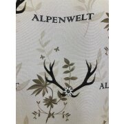 Landhaus Dekoschal Vorhang Vintage Hirsch Schrift braun, fertige Höhe 1,86 m