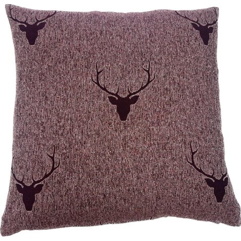 Kissenhülle Kissen Bezug Landhaus Hirschkopf, Größe und Farbe nach Wahl 25 rot, Hirsch dunkel 40 x 40 cm