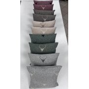 Kissenhülle Kissen Bezug Landhaus Hirschkopf, Größe und Farbe nach Wahl 25 rot, Hirsch dunkel 40 x 40 cm