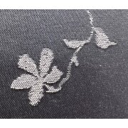 Landhaus Dekostoff Vorhang Natur-Optik Blumen Schmetterling natur, Meterware 08 anthrazit