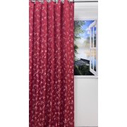 Landhaus Dekostoff Vorhang Natur-Optik Blumen Schmetterling natur, Meterware 29 rot