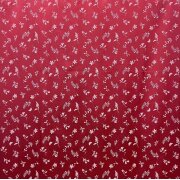 Landhaus Dekostoff Vorhang Natur-Optik Blumen Schmetterling natur, Meterware 29 rot