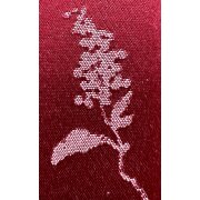 Landhaus Dekostoff Vorhang Natur-Optik Blumen Schmetterling natur, Meterware 29 rot