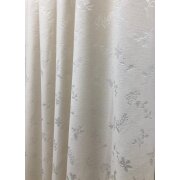 Landhaus Dekostoff Vorhang Natur-Optik Blumen Schmetterling natur, Meterware 55 beige