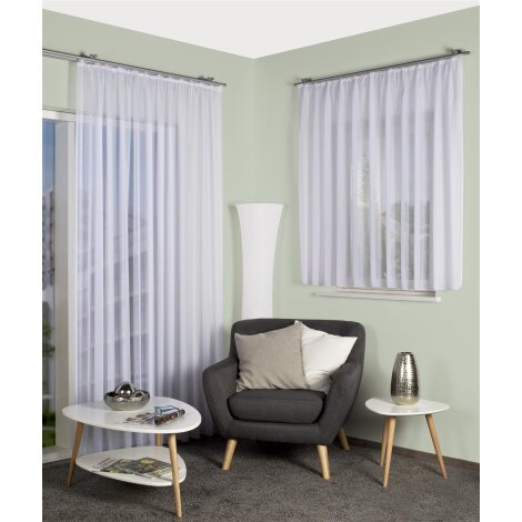 FERTIGSTORE EFFEKTVOILE STREIFEN "KYRA" 450cm x 145 cm Farbe WEISS