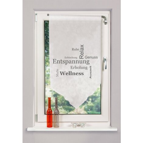 FENSTERBEHANG VOILE DIGITALDRUCK "AUSZEIT" 90cm x 100 cm Farbe GRAU