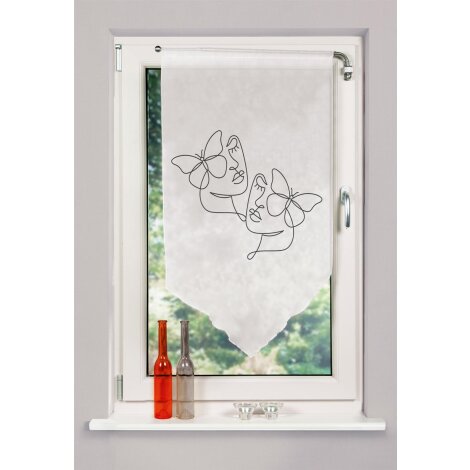 FENSTERBEHANG VOILE DIGITALDRUCK "SYLIA" 60cm x 100 cm Farbe GRAU