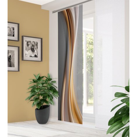 HOME in green | SCHIEBEVORHANG BAMBUSOPTIK RECYCELT DIGITALDRUCK | ELANIA 60cm x 245 cm Farbe GOLD