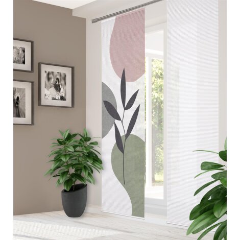 HOME in green | SCHIEBEVORHANG BAMBUSOPTIK RECYCELT DIGITALDRUCK | FRONDA 60cm x 245 cm Farbe ROSE GRÜN