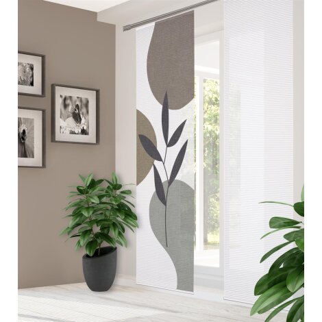 HOME in green | SCHIEBEVORHANG BAMBUSOPTIK RECYCELT DIGITALDRUCK | FRONDA 60cm x 245 cm Farbe STEIN