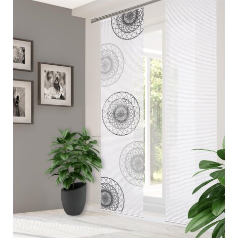 HOME in green | SCHIEBEVORHANG BAMBUSOPTIK RECYCELT DIGITALDRUCK | MANDIGO 60cm x 245 cm Farbe GRAU