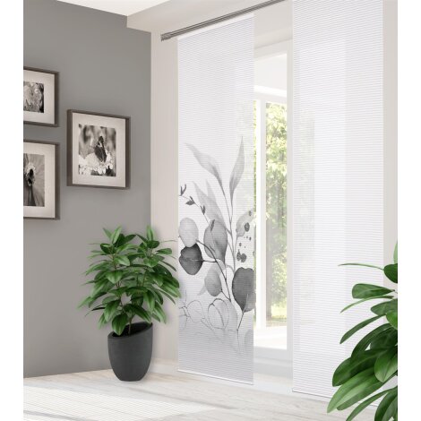 HOME in green | SCHIEBEVORHANG BAMBUSOPTIK RECYCELT DIGITALDRUCK | ABANIO 60cm x 245 cm Farbe GRAU