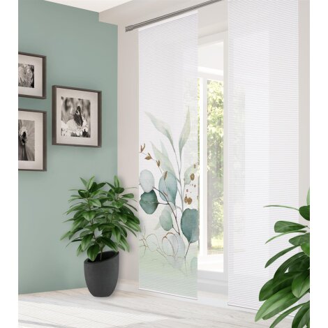 HOME in green | SCHIEBEVORHANG BAMBUSOPTIK RECYCELT DIGITALDRUCK | ABANIO 60cm x 245 cm Farbe GRÜN