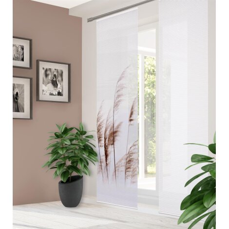 HOME in green | SCHIEBEVORHANG BAMBUSOPTIK RECYCELT DIGITALDRUCK | PAMILO 60cm x 245 cm Farbe NATUR