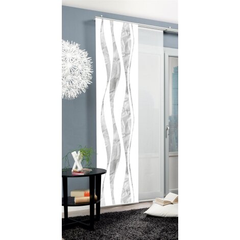 SCHIEBEVORHANG DEKOSTOFF SEIDENOPTIK DIGITALDRUCK "SOEREN" 60cm x 245 cm Farbe GRAU