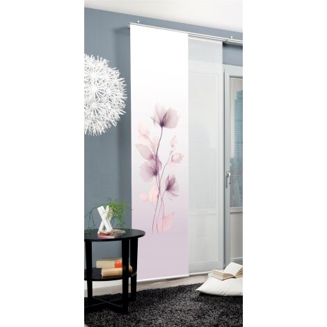 SCHIEBEVORHANG DEKOSTOFF SEIDENOPTIK DIGITALDRUCK "BEREKUA" 60cm x 245 cm Farbe FLIEDER