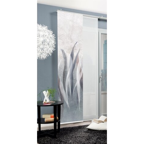 SCHIEBEVORHANG DEKOSTOFF SEIDENOPTIK DIGITALDRUCK "SIRALIO" 60cm x 245 cm Farbe GRAUBLAU