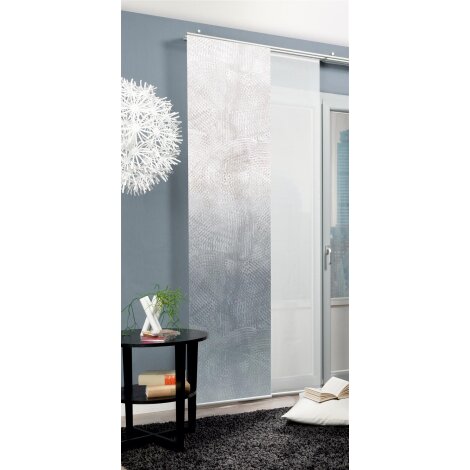 SCHIEBEVORHANG DEKOSTOFF SEIDENOPTIK DIGITALDRUCK "SIRALIA" 60cm x 245 cm Farbe GRAUBLAU