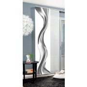 SCHIEBEVORHANG DEKOSTOFF SEIDENOPTIK DIGITALDRUCK "OAKLEY" 60cm x 245 cm Farbe SILBER