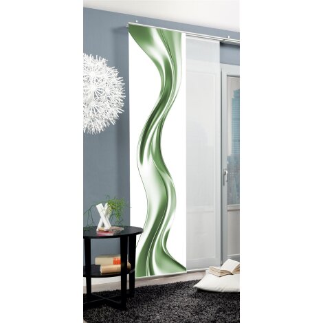 SCHIEBEVORHANG DEKOSTOFF SEIDENOPTIK DIGITALDRUCK "OAKLEY" 60cm x 245 cm Farbe GRÜN
