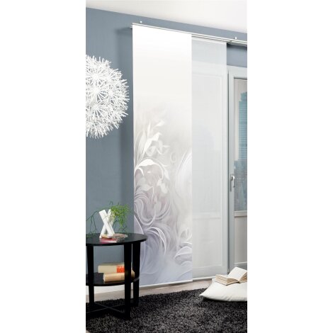 SCHIEBEVORHANG DEKOSTOFF SEIDENOPTIK DIGITALDRUCK "LEX" 60cm x 245 cm Farbe GRAU