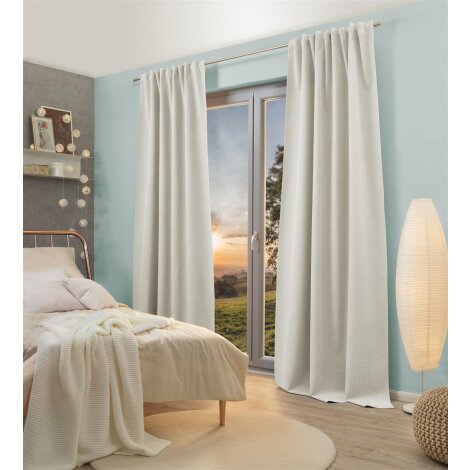 FERTIGSCHAL DEKO STRUKTUR VERDUNKLER "DUNCAN" 135cm x 300 cm Farbe WOLLWEISS