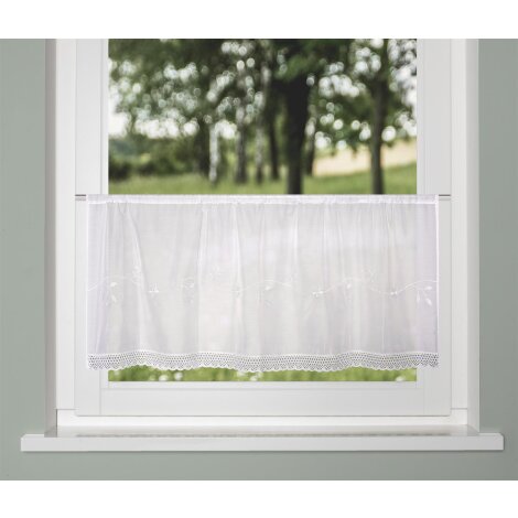 CAFEHAUS BATIST BESTICKT "MACIRO" 120 cm x 45 cm Farbe WEISS