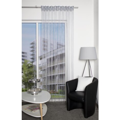 FADENSTORE JACQUARD QUALITÄT "SIMINO" 145 cm x 245 cm Farbe SILBER