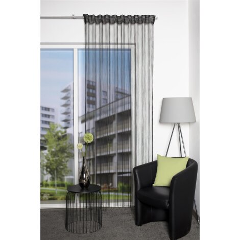 FADENSTORE JACQUARD QUALITÄT "SIMINO" 145 cm x 245 cm Farbe SCHWARZ
