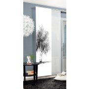 SCHIEBEVORHANG DEKOSTOFF SEIDENOPTIK DIGITALDRUCK "TREE" 60 cm x 245 cm Farbe GRAU